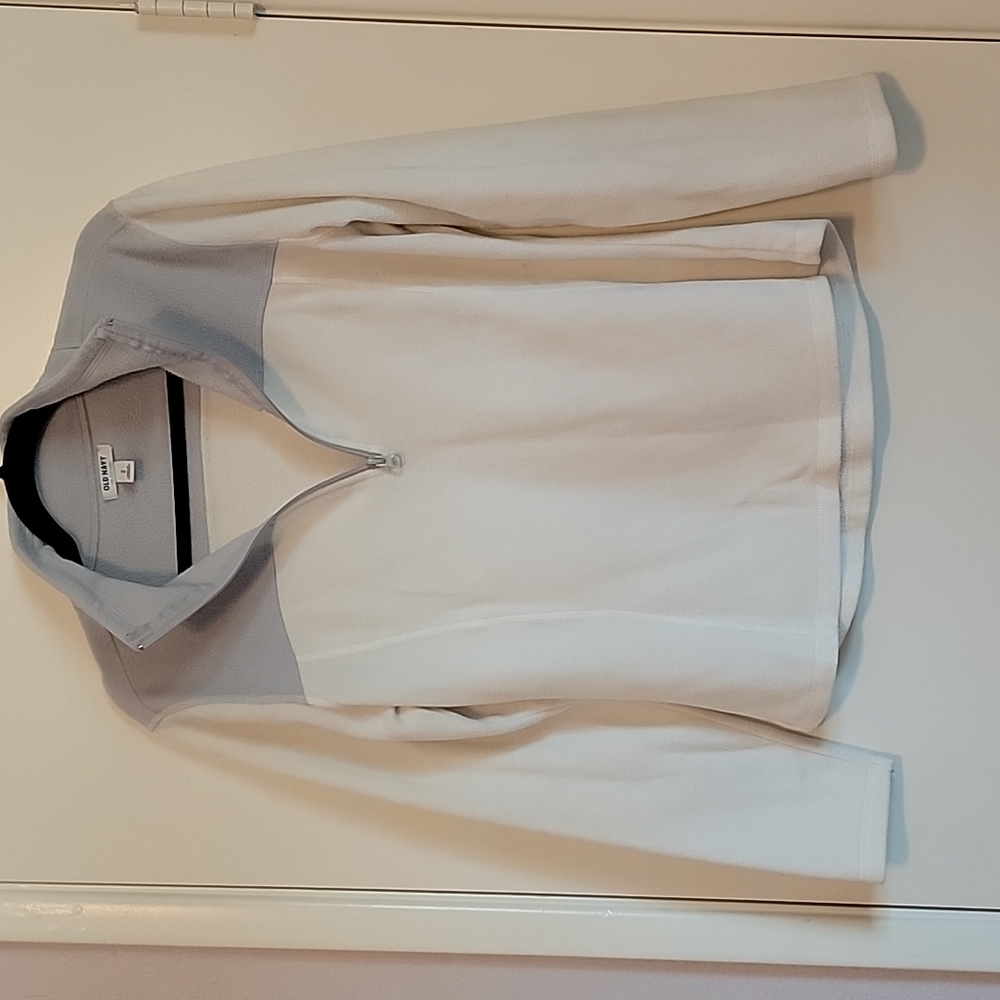 Old Navy Medium White and Gray Fleece Partial Zip-up jacket